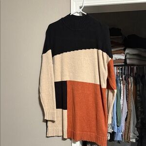 Colorblock Sweater in Black, Cream, and Orange